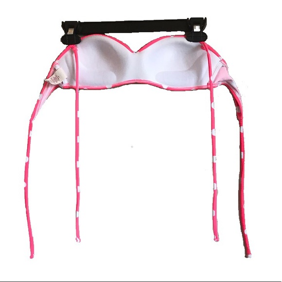 OP pink/white polka dot halter top bikini set S - Picture 2 of 7